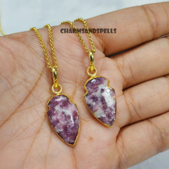 Natural Pink Tourmaline Quartz Necklace, Arrowhead Necklace, Pink Stone, Protection Necklace, Handmade Necklace, Statement Necklace, Gifts