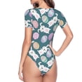 thumbnail image 3 of Uemuo Cute Rabbit Easter Pattern Women's One Piece Short Sleeve Swimsuit Rash Guard Surfing Modest Quick-drying Swimsuit Beach Essentials-XX-Large, 3 of 9
