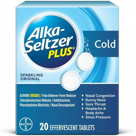 Alka-Seltzer Plus Sparkling Original Effervescent Tablets | 20 ct (Pack of 4)