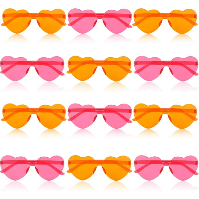Gafas de sol SMAODSGN en forma de corazón rosa/naranja para despedida de soltera