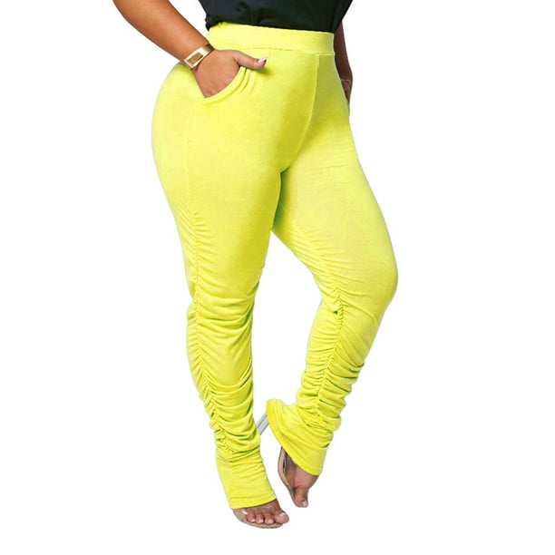 High Waist Solid Color Stack Leggings For Women Plus Size 3XL