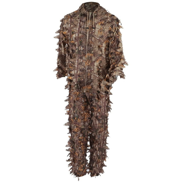 Traje Ghillie de camuflaje salvaje marrón, chaquetas y pantalones de hojas 3D, conjunto de ropa para caza YUNYI BRAND Deportes