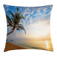 thumbnail image 1 of Hawaii Throw Pillow Cushion Cover, Calm Landscape Photo of Exotic Palm Trees on Sandy Beach Steady Sea Cumulus Clouds, Decorative Square Accent Pillow Case, 16" X 16", Multicolor, by Ambesonne, 1 of 2