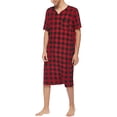 thumbnail image 2 of SELONE Pajama Set for Women Plus Size Lingerie One Piece Plaid Print Casual Short Sleeve V Neck Loose Fit Mens Summer Check Print V Neck Home One-Pi for Valentines Anniversary Wedding Honeymoon Red L, 2 of 8