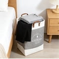 thumbnail image 4 of Cesta De Ropa De Lino Cesta grande de ropa sucia de estilo nórdico, plegable, con asas, para lavandería, dormitorio, baño y almacenamiento en el dormitorio (gris, 1 unidad) JASKFLY, 4 of 9