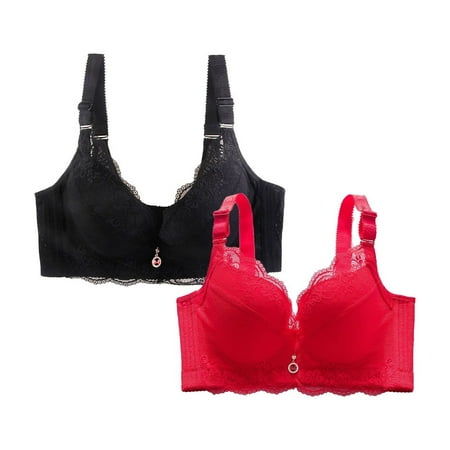 HCURIBAD Clearance! Bras for Women  Pack of 2 Sports Bra Women s Breathable Plus Size Lace Bra Womens Bras Sexy Wireless Bras for Women  Push up Bra  Bra Pack 2Pcs Underwear White 2XL