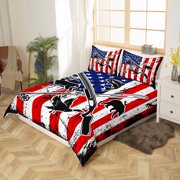 YST Hunting Duck Bear Deer Bedding Set Fishing Bass Fish Comforter Cover Twin For Boys Men Green Camo American Flag Duvet Cover Camouflage Hunt Flag Bedspread Cover With 1 Pillow Case