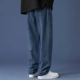 thumbnail image 6 of YUELONGHU Adult Men Casual Pants Black Cargo Pants Men Big and Tall Male Men's Jeans Comfort Stretch Denim Straight Leg Relaxed Elastic Waist Pocket Solid Color Jeans, 6 of 9