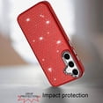 thumbnail image 2 of For Samsung s25 FE Beautiful Diamond Metallic Design Metal Chrome Edged Hybrid - Red, 2 of 3