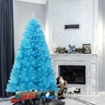 thumbnail image 3 of Fwttom 6.9 ft Christmas Tree - Ocean Blue Artificial Outdoor Indoor Pine Christmas Tree, Dense 1000 Branch, Foldable Base, Premium Full Xmas Tree for Easy Holiday Setup, Home Party Decoration, 3 of 9