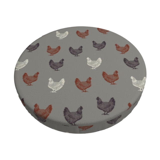 Easygdp Rooster Print Easy To Install Bar Stool Covers&Stool Covers Round&Elastic Stool Cover, Barstool Covers,Washable&Bottom With Elastic Edge-13 inch