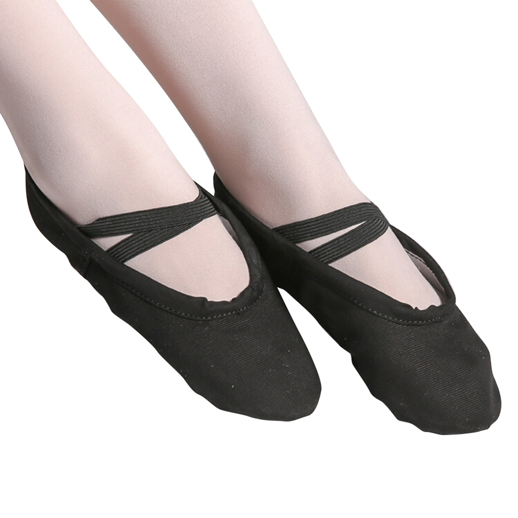 Chaussons Ballet Unisexe Enfant & Adulte | Toile Et Simili Cuir | Semelle Souple Pour Danse, Yoga, Gymnastique