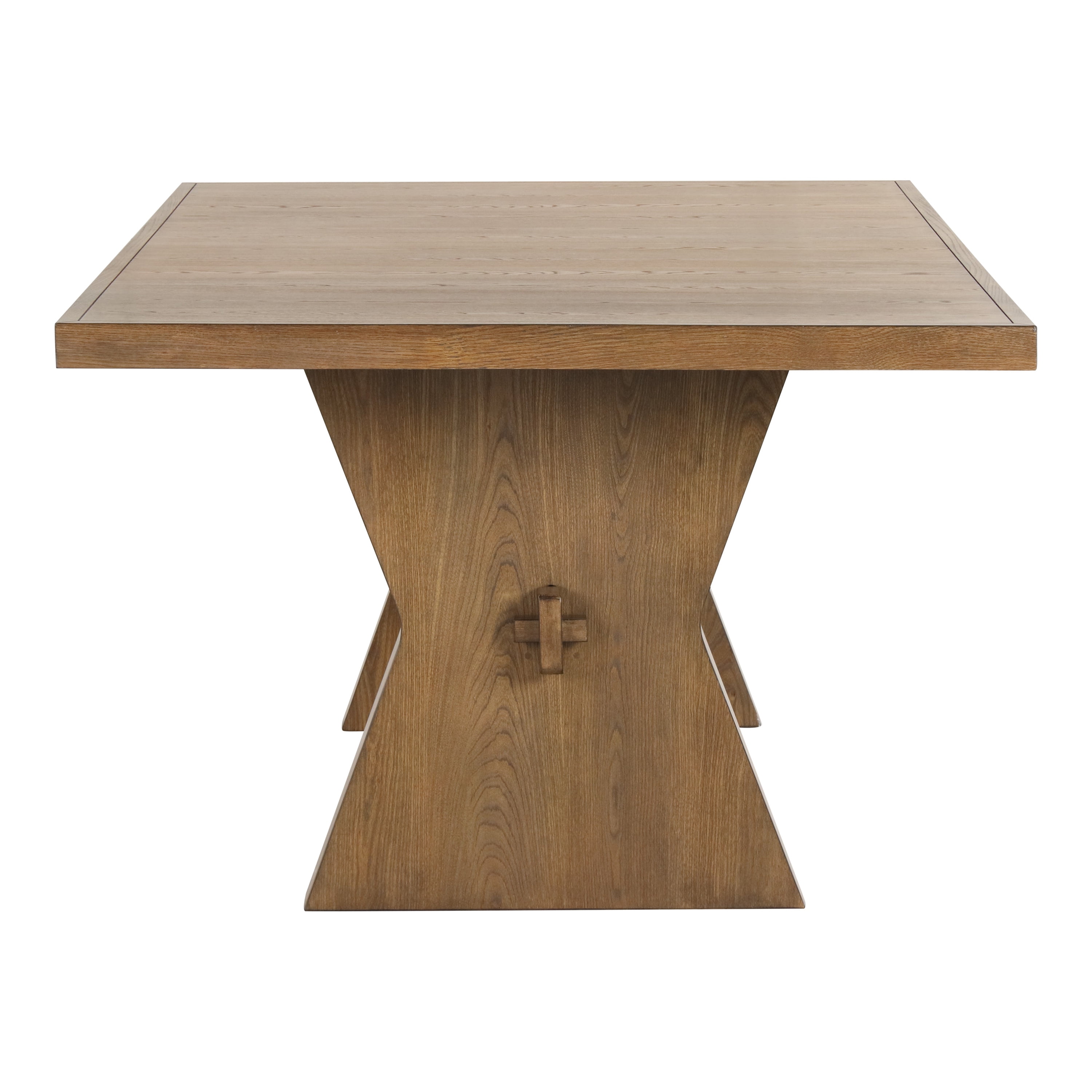 Furniture of America Reymo 78" Trestle Dining Table, Rustic Oak