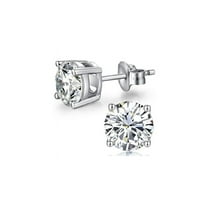 Paris Jewelry 18k White Gold Created White Sapphire 1Ct Round Stud Earrings Plated