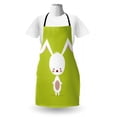 thumbnail image 3 of Bunny Apron, Cartoon Character on a Green Background Clipart Composition, Unisex Kitchen Bib with Adjustable Neck for Cooking Gardening, Adult Size, Apple Green White, by Ambesonne, 3 of 4