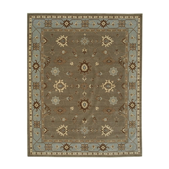 EORC Ivory Hand Crafted Wool Traditional Oushak Rug, 7'10 x 9'10