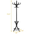 thumbnail image 2 of Gymax Wood Standing Hat Coat Rack Jacket Bag Hanger Tree 12 Hooks w/ Umbrella Stand, 2 of 10