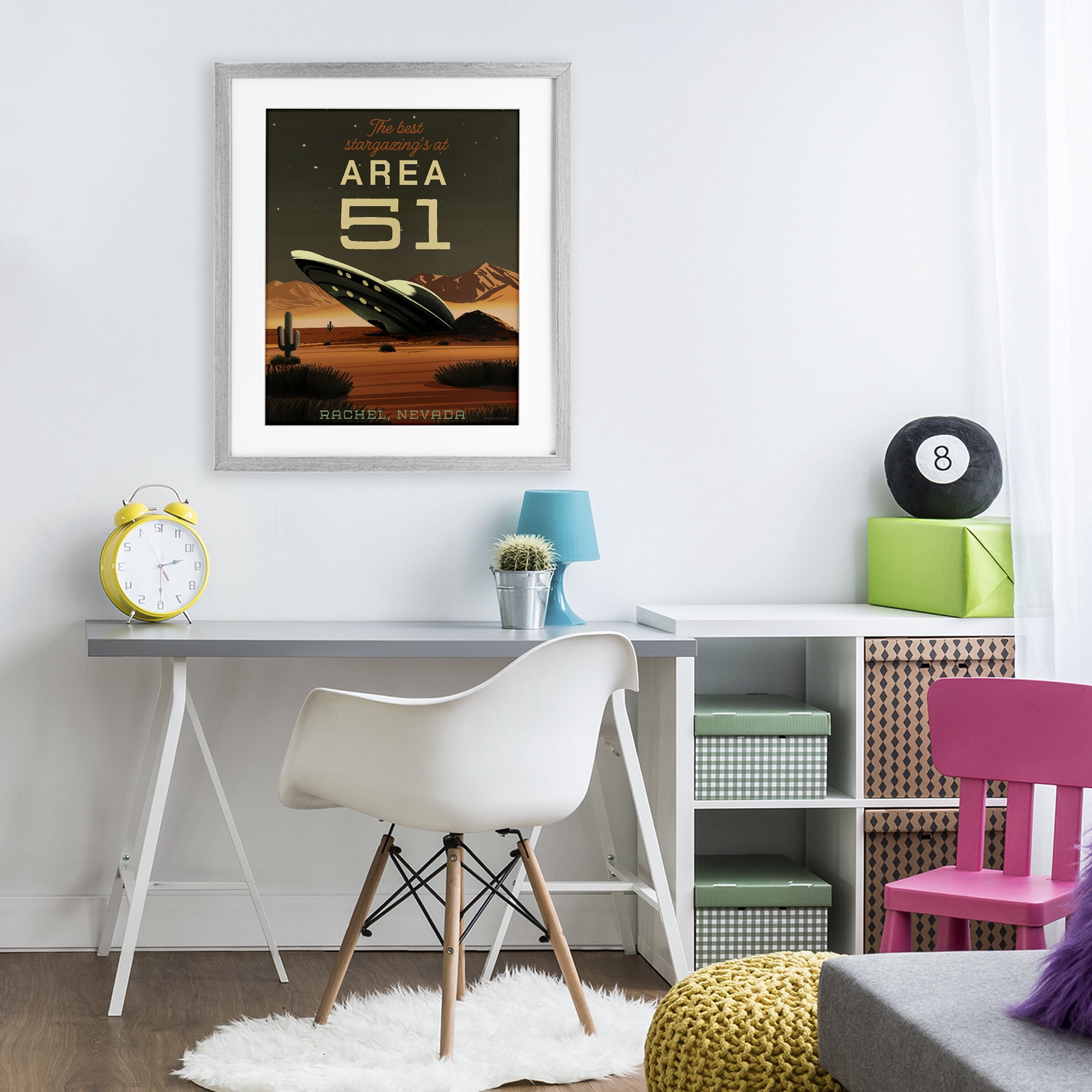 Stupell Industries Stargazing Area 51 Gray Framed Print Under Glass, design by Omar Escalante