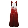 thumbnail image 4 of Christmas Jumpers for Women with Pockets Casual Cold Shoulder Jumpsuit Suspender Jumpsuits Wide Leg Pant Jumpsuit, 4 of 5