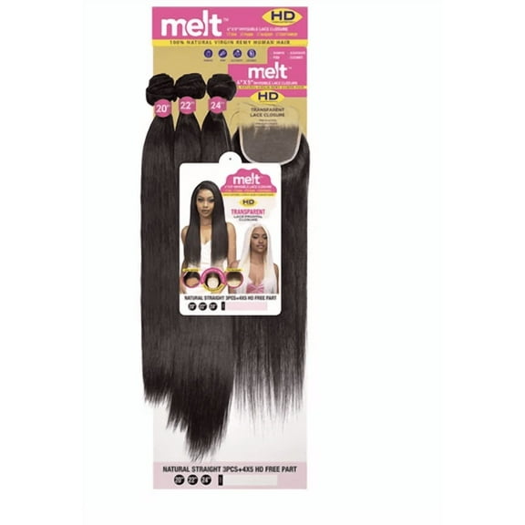 Virgin Remy Human Hair Melt Natural Body 3pcs with 4X5 HD Free Part Lace Frontal