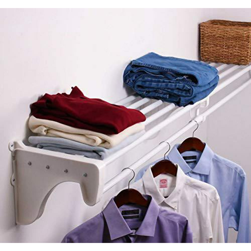 ez shelf diy expandable closet shelf & rod 66? 120" white mounts