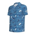 thumbnail image 4 of Wukai Sharks on White Blue Striped Men’s Polo Shirts,Quick-Dry Athletic Shirt,Classic Fit Shirts-, 4 of 8