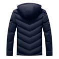 thumbnail image 4 of Herrnalise Men's Fashion Autumn And Winter Stitching Warm Hooded Casual Jacket Cotton Clothes Dark Blue, 4 of 5