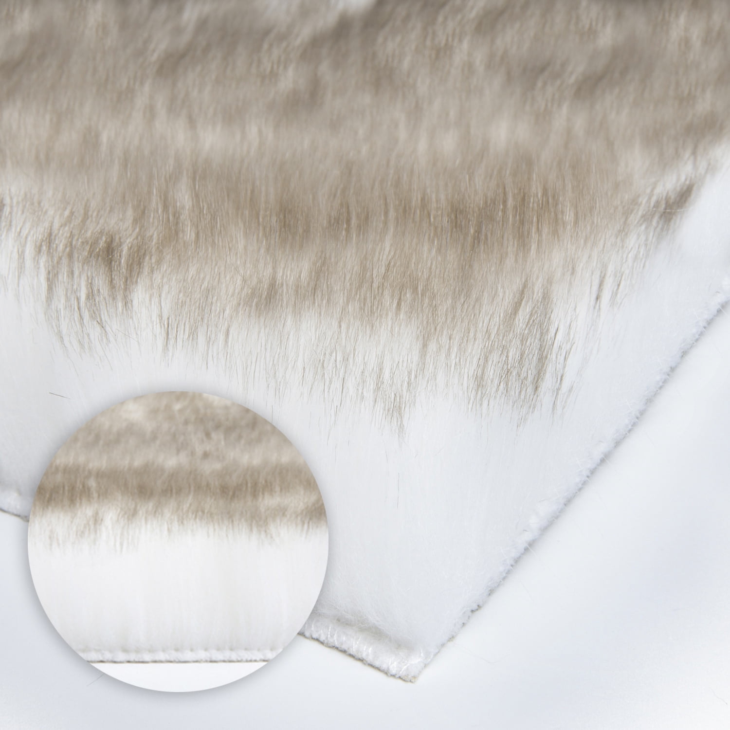 Phantoscope Ultra Soft Faux Fox Fur Series Decorative Indoor Area Rug 3x5 Feet Rectangle, White with Brown Tip, 1 Pack