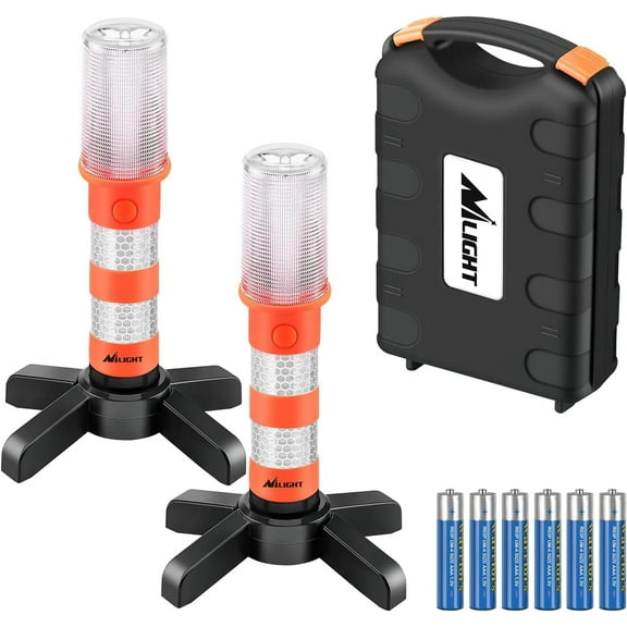 Nilight Led Emergency Roadside Kit for Car,Magnetic Base, Detachable Stand, Solid Storage Case,Use for Car Truck Beacon Safety Strobe Light Warning Alert-2 pack