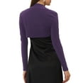 thumbnail image 3 of MODA NOVA Juniors Elegant Solid Color Long Sleeves Bolero Shrug Purple S, 3 of 5