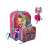 Jojo Siwa Girls Backpack 16" with Lunch box and JoJo Siwa Pom Pom Keychain Lip Gloss Bundle