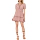 thumbnail image 1 of Vestido de verano sin mangas para mujer INSPIRE CHIC, con escote en V, mangas abullonadas, cintura fruncida, vestido mini casual, talla XS, color rosa, 1 of 7