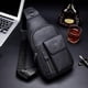 thumbnail image 5 of BULLCAPTAIN Bolso Cruzado de Cuero Genuino para Hombre, Mochila Cruzada con Correa Ajustable, Cierre de Zíper, Negro, 5 of 7