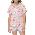 thumbnail image 1 of Icvfdpl Ensemble de Vêtements pour Bébé Fille 2 Pcs Pyjamas Imprimé Graphique Manches Courtes Chemise à Boutons Shorts Ensemble de Pyjama Mode 6-7 Ans, 1 of 3