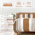 thumbnail image 6 of 3 Piece Modern Brown Duvet Cover Set Twin Size, Microfiber Comforter/Quilt Cover with Corner Ties and 2 Pillowcases, Boho Contemporary Geometric Striped All Season Soft Bedding with Zipper Closure, 6 of 8