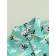 thumbnail image 5 of Coduop Kids Boys Gentleman Outfits Summer Coconut Tree Print Short Sleeve Button Up Shirt and Casual Elastic Shorts Set, 5 of 9