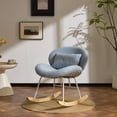 thumbnail image 2 of UBesGoo Nursery Rocking Chair, Modern Accent Chair with Padded Seat and Wooden Metal Frame, Teddy Fleece Upholstered Glider Rocker, Comfy Nest Style, Light Blue, 2 of 8