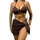 thumbnail image 1 of Traje baño 3 piezas para mujer con cuello halter y vestido envolvente playa, 1 of 5