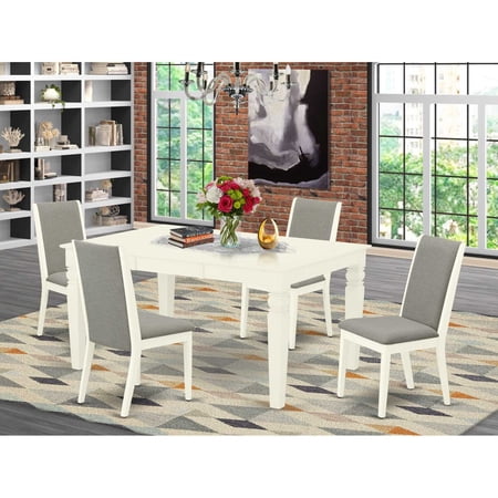 East West Furniture Dining Room Set Linen White WELA5-WHI-06