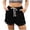 A-Black919, variant on XIAONU Rolled Hem Denim Shorts for Women Drawstring Waist Side Pockets Casual Wear Shorts
