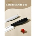 thumbnail image 3 of FZCHUN-Ceramic Knife Set for Kitchen with Sheath: 100% Zirconia Pure Ceramic Sharp Blade Fruit Cutting Knives 2Pcs with Cover Rustproof Clean Cut Edge Black and White, No Scratches on Titanium Cuttin, 3 of 4