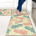 thumbnail image 2 of Pineapple Kitchen Rugs and Mats Sets of 2,Farmhouse Kitchen Decoration Rubber Backing Non-Slip Absorbent Mats for Sink Waterproof Runner Rug for Laundry Room,Pink 17x24+17x48inch, 2 of 5