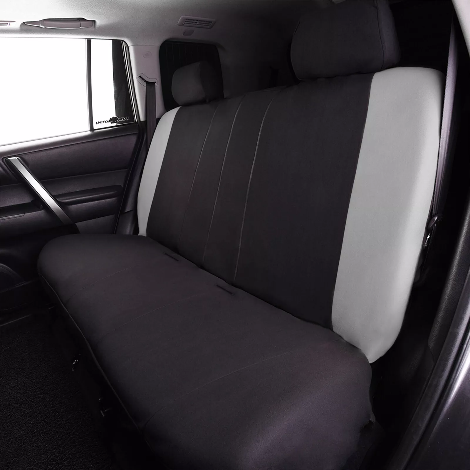 Flying Banner Car Seat Covers Front Rear Full Set Protectors Auto Interior Car Accessories Rear Bench Split 40/60 50/50 60/40 Piping Sporty Gray Black
