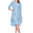 thumbnail image 1 of ICHUANYI Clearance Women's V-Neck Loose Large Cotton Linen Long Sleeve V-Neck Mid Calf Dress(Sky Blue, XL) ICHUANYI WER2023081403823, 1 of 3