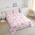 thumbnail image 5 of Manfei Plaid Bow Tie 2pcs Twin Comforter Set - Cute Pink Bow (For Girls), 5 of 8
