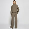 thumbnail image 4 of Huankd Womens 2 Piece Outfits Sweatsuit Set Oversized Half Zip Sweatshirt Wide Leg Sweatpants Lounge Set Tracksuit Brown M, 4 of 5