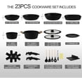 thumbnail image 2 of BECIGAR 23PCS Ceramic Nonstick Cookware Set, Nonstick Detachable Handle Ceramic Cookware, Induction Kitchen Cooking Set with Removable Handle,include Frying Pans & Saucepans Oven Safe(Black), 2 of 7