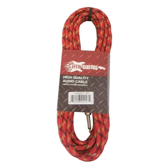 Effin Guitars FNG20VTRD - 20FT 1/4" Red Vintage Tweed Instrument Cable - NEW