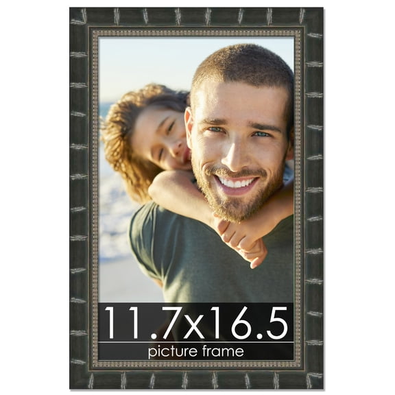 11.7x16.5 Bamboo Black Complete Wood Picture Frame with UV Acrylic, Foam Board Backing, & Hardware