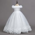 thumbnail image 5 of JAJAHO Girls Sequin Dresses Sparkly Tulle Birthday Princess Party Dress Fuzzy Trim Maxi Ball Gown Flower Girl Dress For Wedding Party Prom 3-12Y, 5 of 9